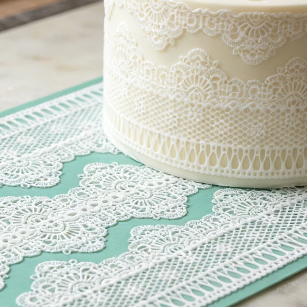 KALAIEN Tapete de Silicone com 2 Padrões de Tamanho Grande para Decoração de Bolos, Textura de Relevo para Fondant, Tape