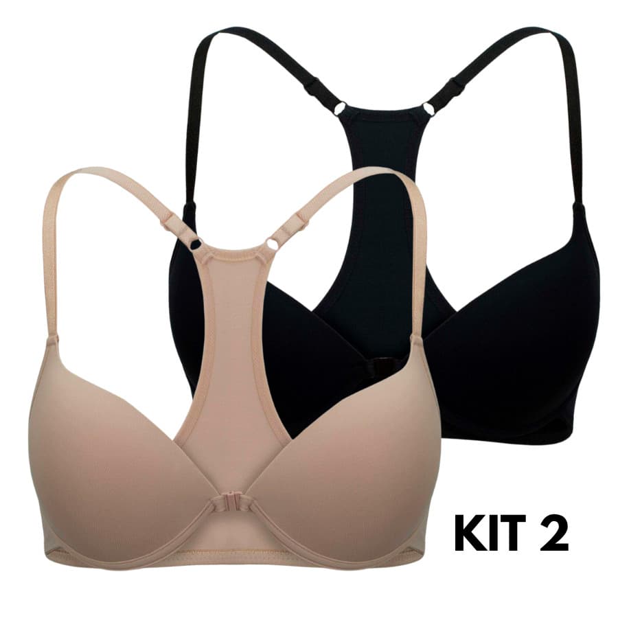 Kit 2 Sutiã Com Bojo Nadador Fecho Frontal Dia Dia Sutiã Conforto