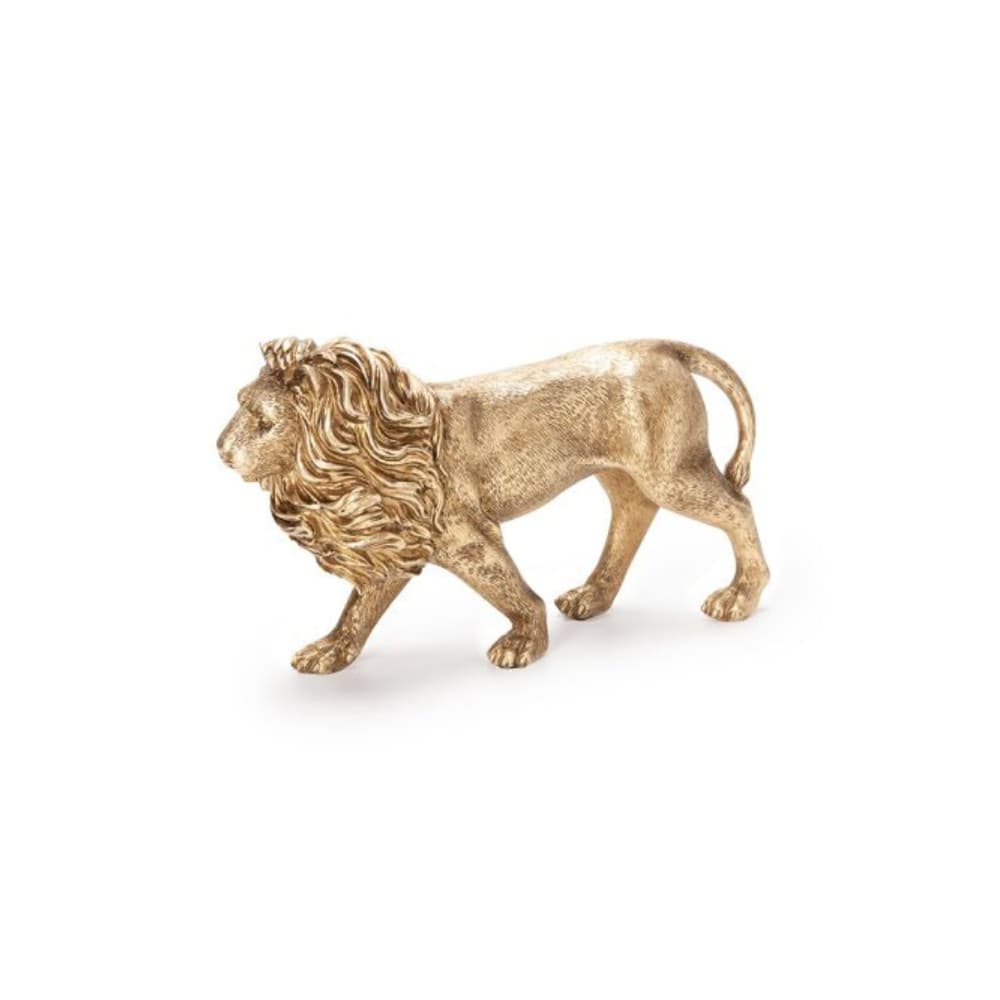 Escultura Em Poliresina Leão Dourado Mart 24,5x15cm
