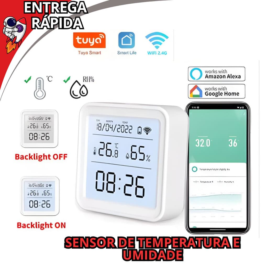Sensor De Temperatura E Umidade Wi-fi Alexa E Google Home
