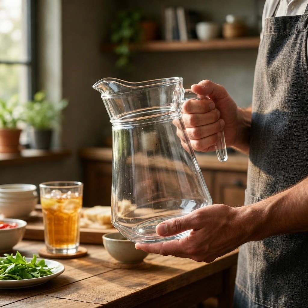 Jarra de Vidro Transparente 1,6 Litros com Tampa para Servir Bebidas