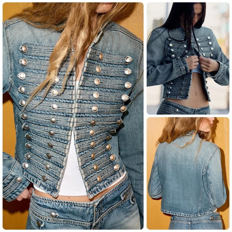 Jaqueta Jeans Lavada Desgastada Com Gola Alta E Conjunto De Shorts Quentes De Cintura Baixa