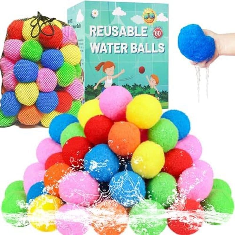 BEFANS 60 Peças De Bolas De Água Reutilizáveis , Balões Para Brinquedos E Jogos Ao Ar Livre , Aquáticos Crianças Adultos