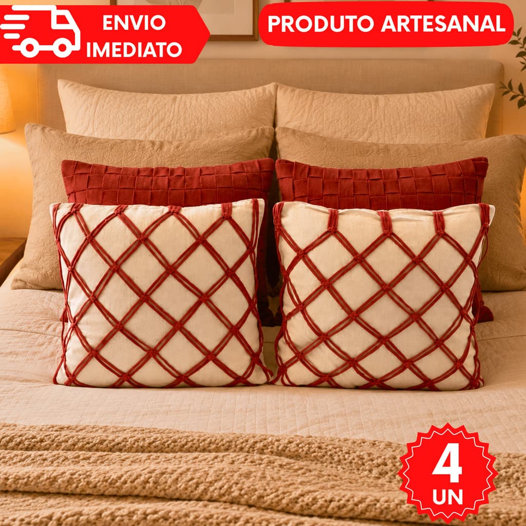 CAPA DE ALMOFADA - IDEAL PRA CAMA POSTA 3 NÓS MACRAMÊ DOHA DECORATIVA