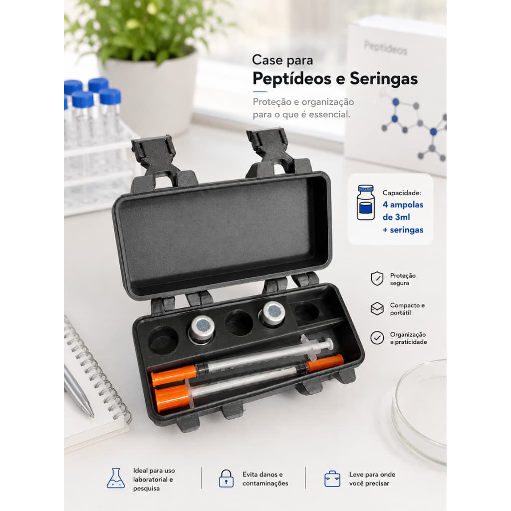 Estojo Case para 4 ampolas e seringa Porta Insulina Tg Tirze mounjaro p/ Frasco 3ml (16mm)