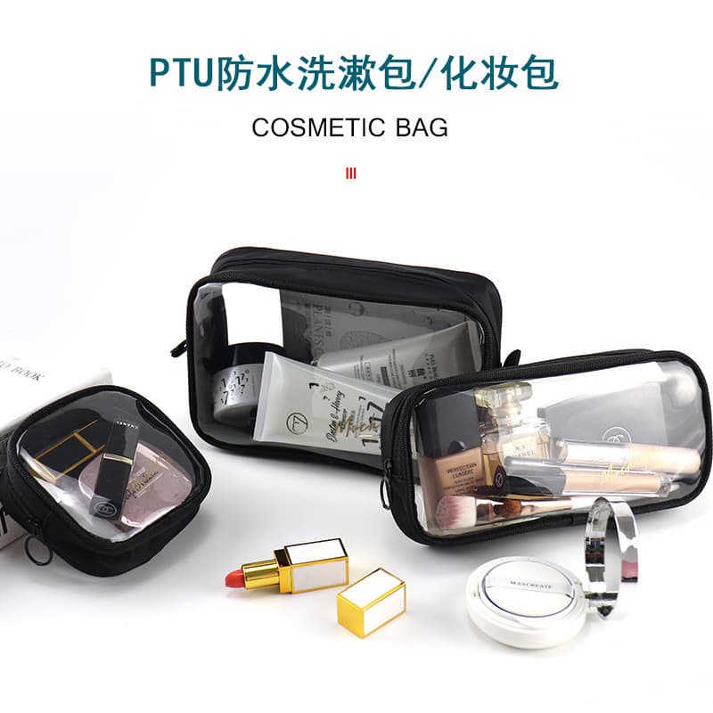 Bolsa de higiene pessoal transparente portátil para viagem, bolsa de armazenamento de produtos de higiene pessoal para m