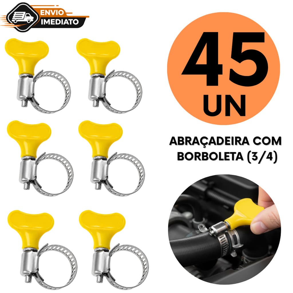 Kit 45 Abraçadeira Aço Com Borboleta Reforçada Mangueira Gás Jardim Americana Abraçadeiras Premium