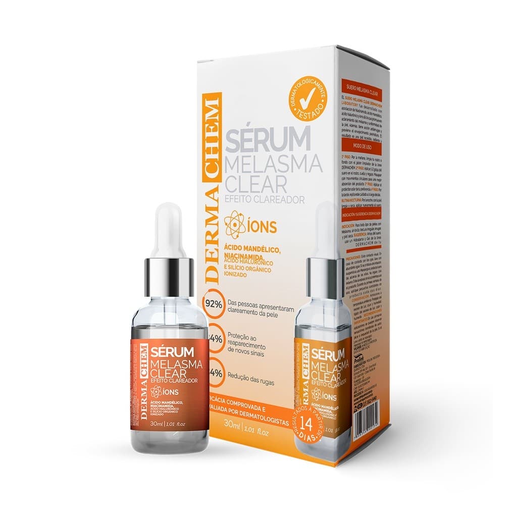 Sérum Facial Melasma Clear Efeito clareador Dermachem skincare 30ml