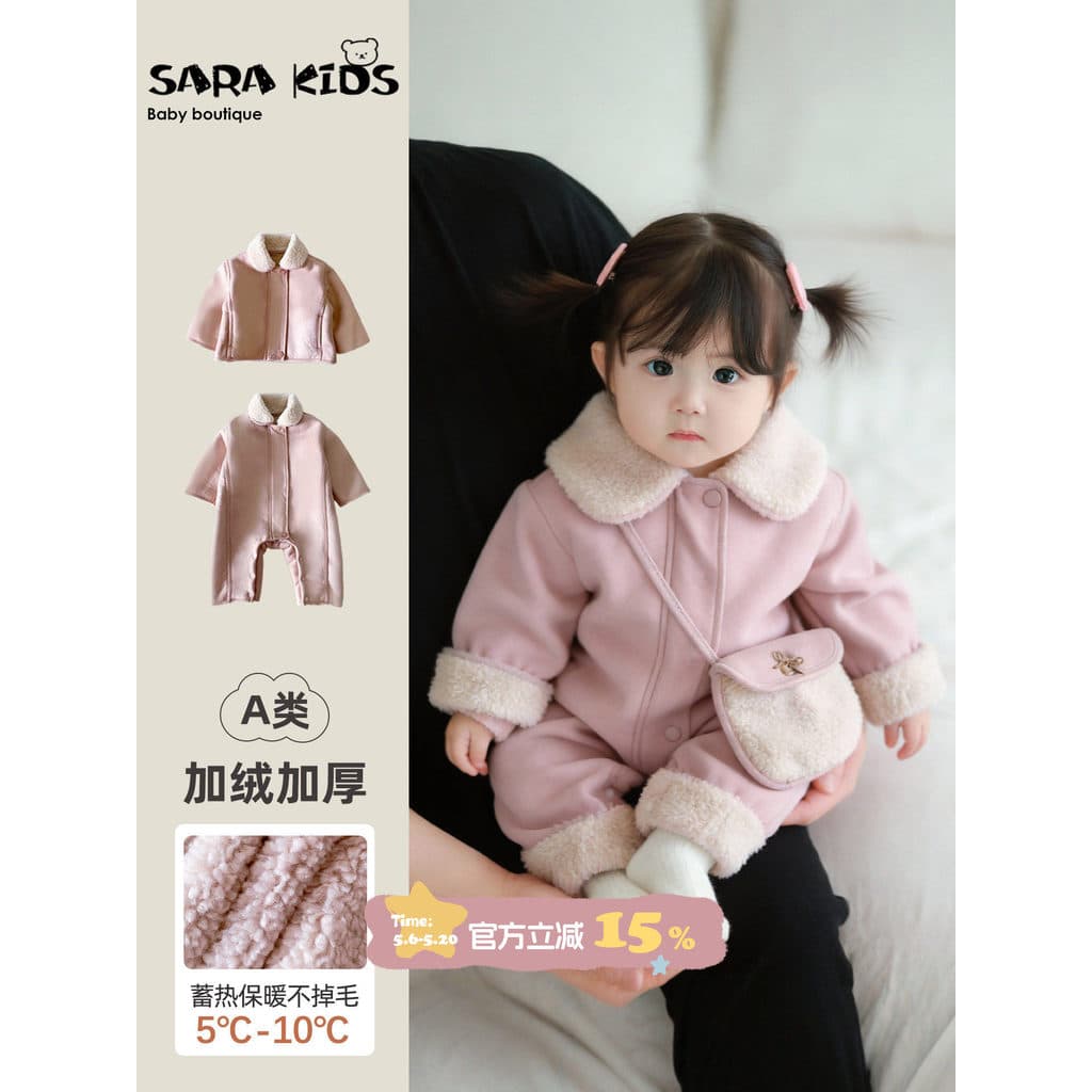 Feminino bebê macacão inverno roupas de bebê mais veludo engrossado macacão Super bonito do bebê da criança roupas de in