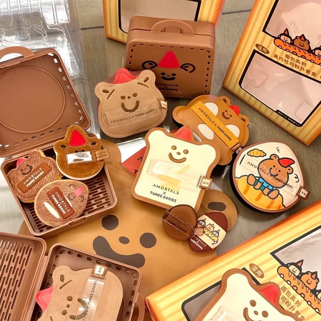 Ermu Uva TUNEE GOODS Co-Branded Puff Bear Bread Series Pó Solto Configuração Pó Puff Sem Pó