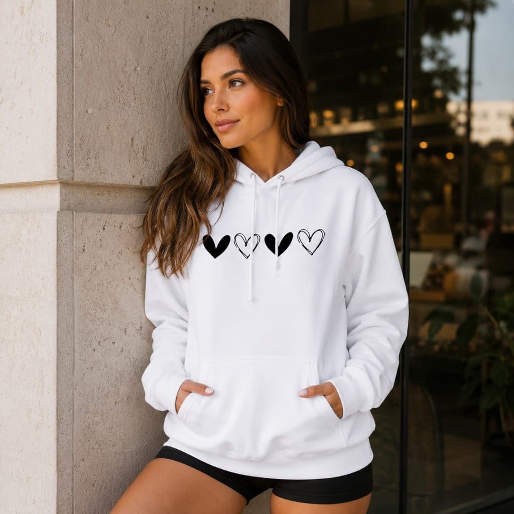 Moletom Feminino 4 Corações Flanelado Algodão Premium Casual