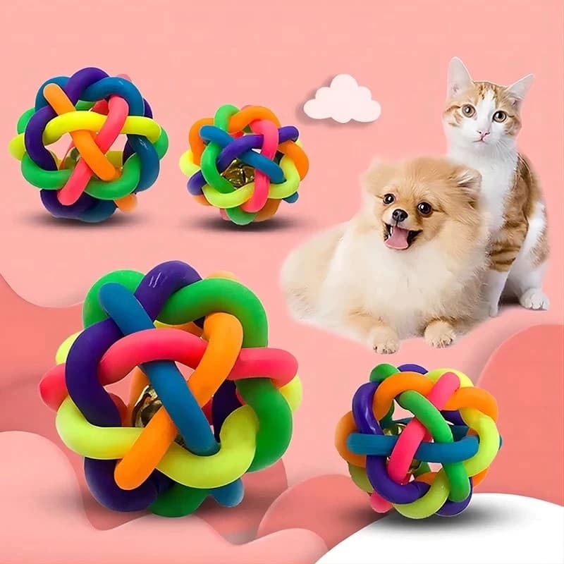 Brinquedo Para Cachorro Mordedor Bola Com Chocalho Guizo Caes Savana Pet Resistente