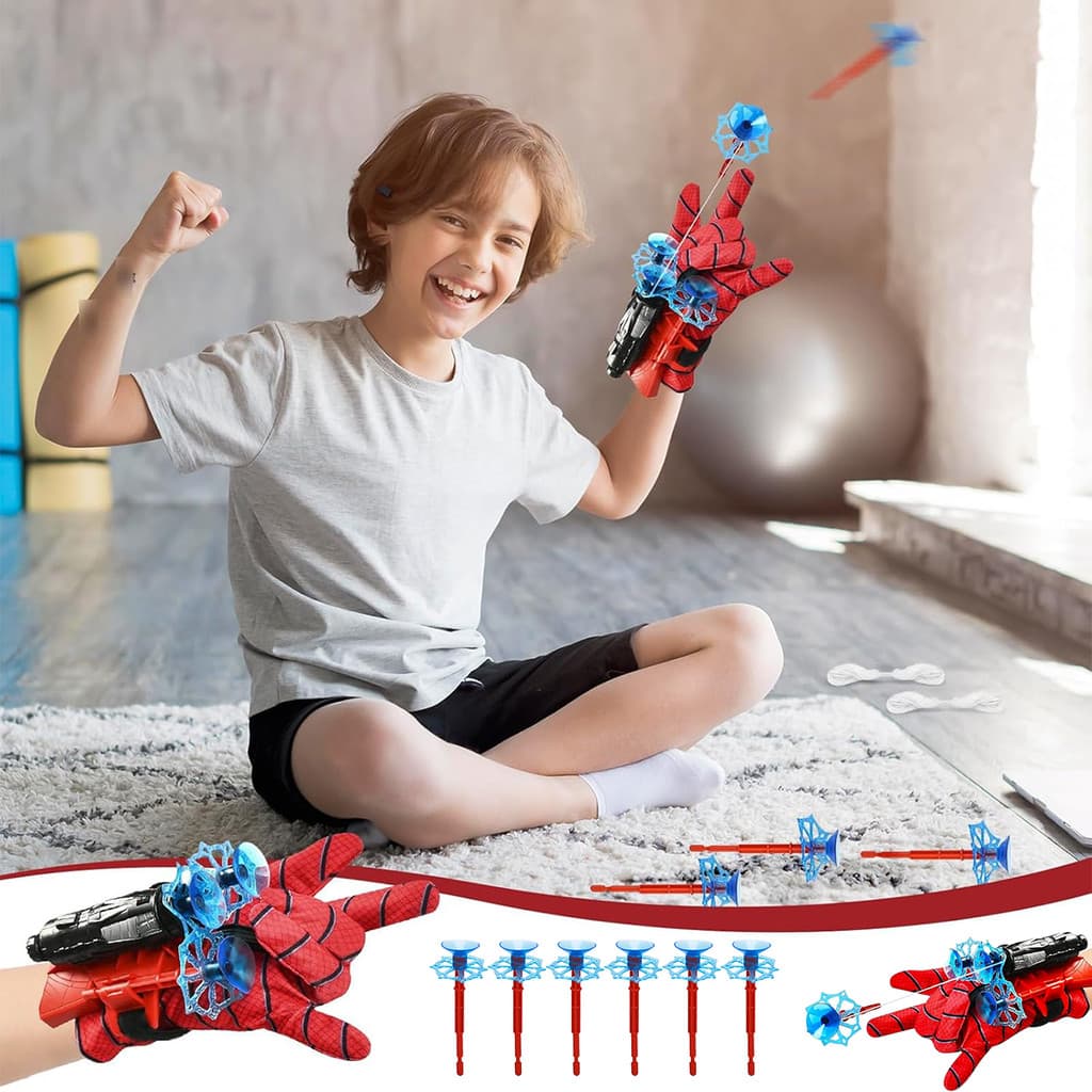 Kit Homem-Aranha Luva + Lançador de Teia Brinquedo Infantil Super Divertido