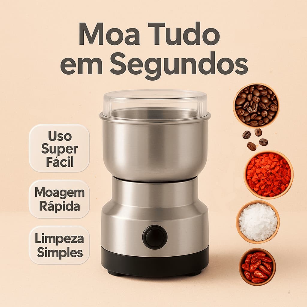 Moedor de café elétrico moinho de grãos de aço inoxidável  moinho de farinha doméstica
