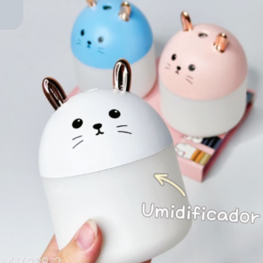 Umidificador Difusor De Ar Aromático Coelho com Luz