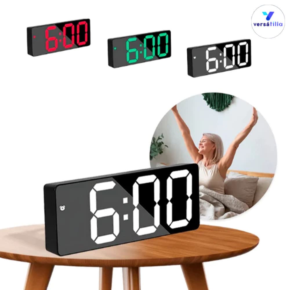 Despertador Digital com Sensor Temperatura e Bateria Recarregável USB