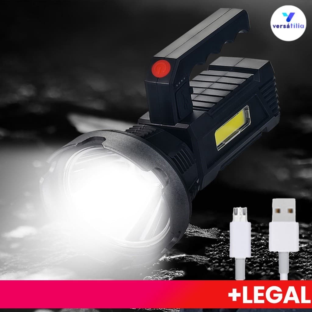 Holofote Lanterna Manual Recarregável USB Lanterna À Prova D 'Água Portátil LED Lanterna Luz de Trabalho