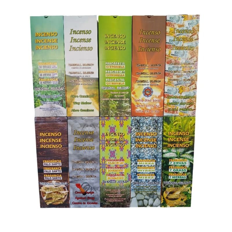 Kit 25 Caixinhas de Incenso Sortido | Aromas para Limpeza, Proteção, Bem-Estar e Energização