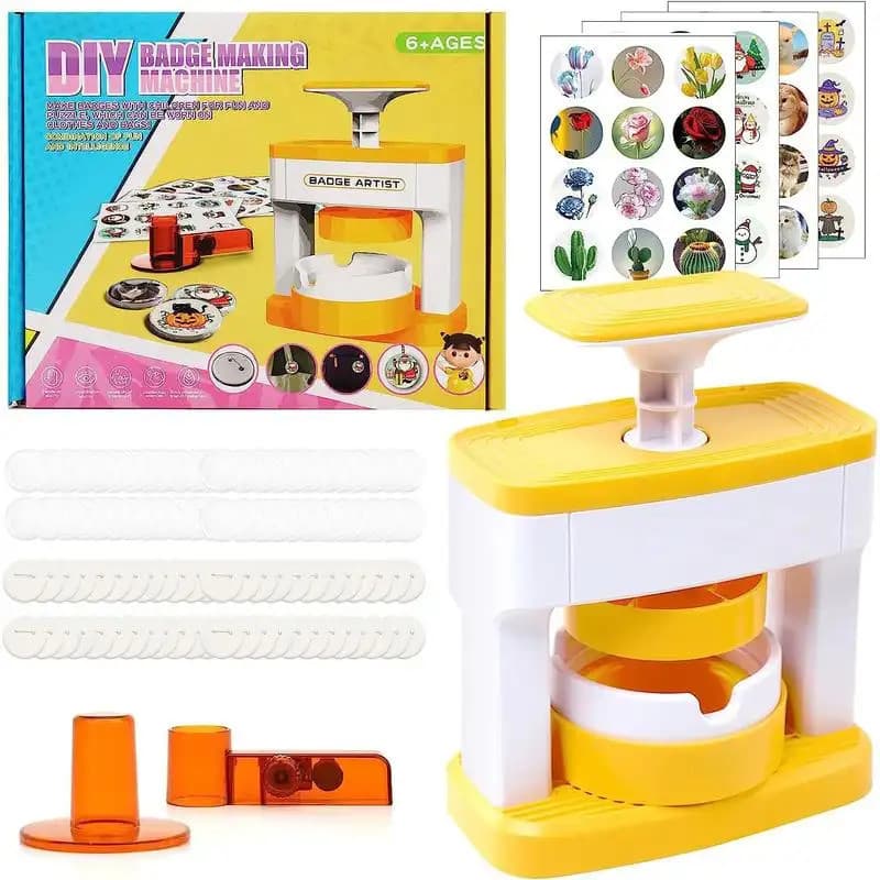 Máquina de Fazer Crachás DIY, 1 Conjunto de Kit para Fazer Crachás, Máquina de Fazer Crachás com Padrões Fofos e de Dese