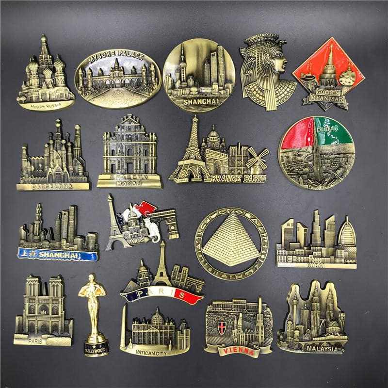 Ímãs de geladeira 3D com motivos de pontos turísticos, adesivos de lembrança de viagem, decoração para cozinha, ímãs de