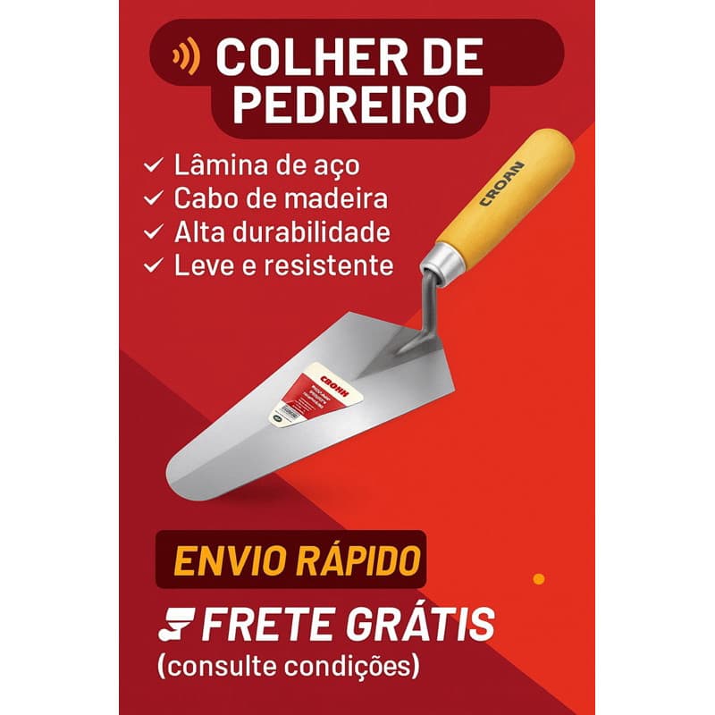 Colher de pedreiro cabo de Madeira aço forjado canto reto de 7,8 e 9 polegadas