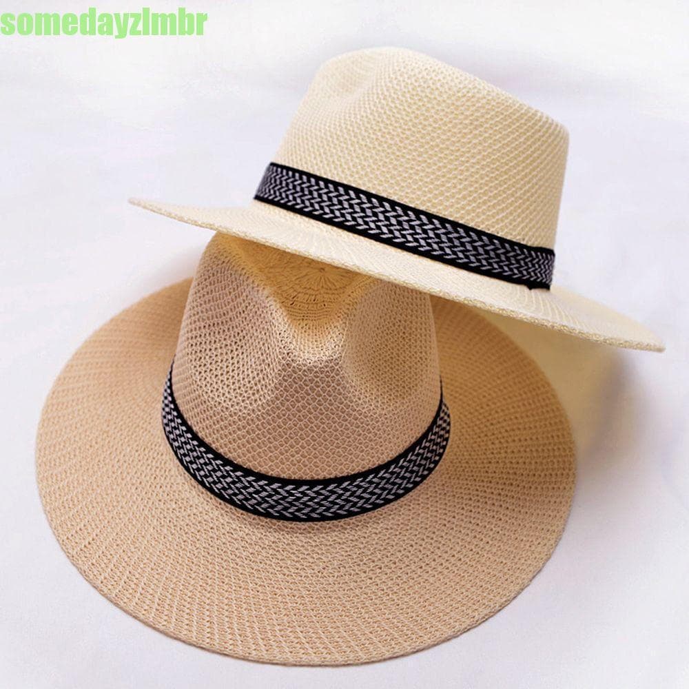SOMEDAYZL0M Chapéu De Palha Masculino De Meia-Idade Pescador Verão Estilo Boêmio Viagem Praia Panamá