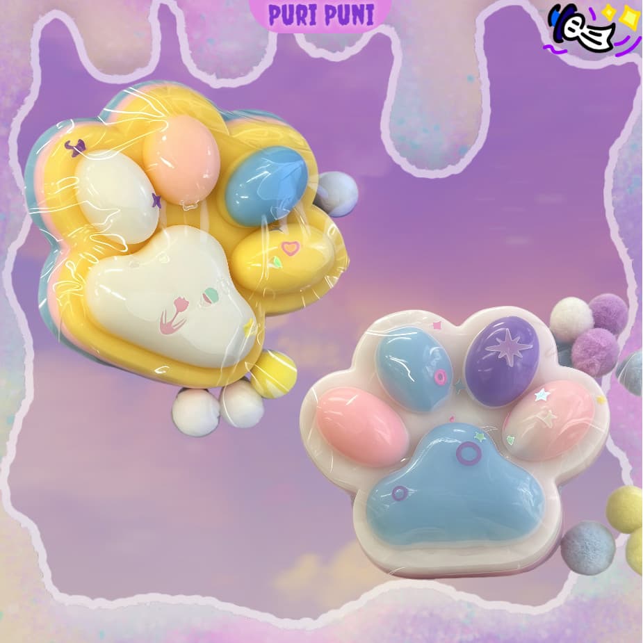 🐾 Squishy Patinha de Gato – Brinquedo Fidget Macio com Glitter e Bolinhas
