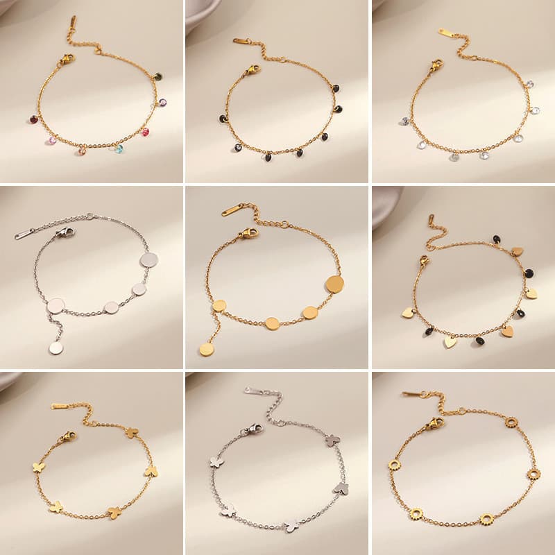 Pulseira de Coração em Aço Titânio HT Fashion, Joia da Moda em Aço Inoxidável para Meninas NU2Y