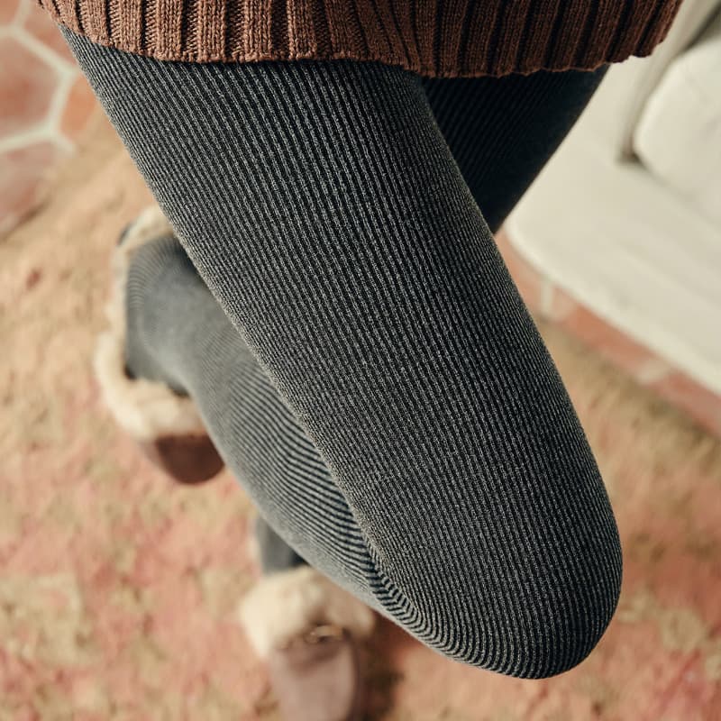 H908 Primavera Outono Novo Estilo Rosca Vertical Listrado Leggings Mulheres Desgaste Exterior Estilo Fino Cinza Pé-piso