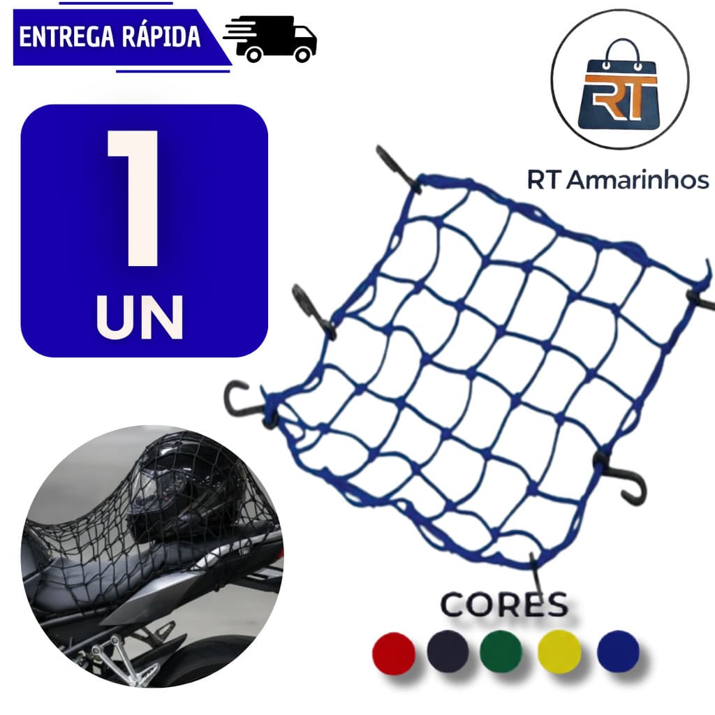 Rede Aranha Elastica Para Capacete Moto Bike Multiuso Bagageiro Redinha Acessório Ganchos Redes Forte
