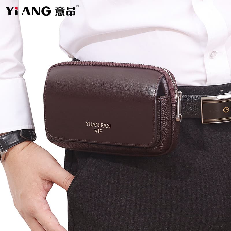 High-End couro genuíno saco de cintura do telefone móvel masculino usar cinto saco de cintura cinto caso do telefone cou