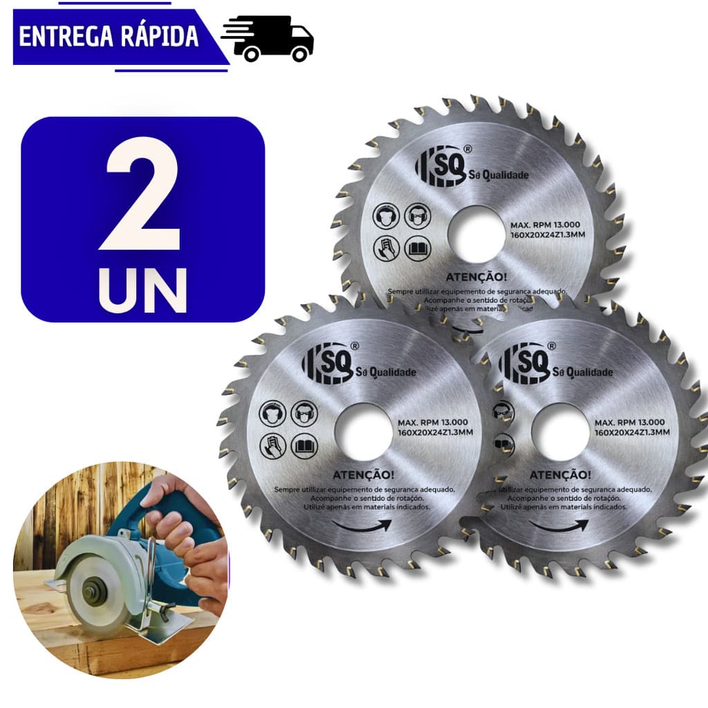 Conjunto 2 Disco Serra Circular Para Corte 24 Dentes Para Madeira Marceneiro Manutenção Discos Ferro