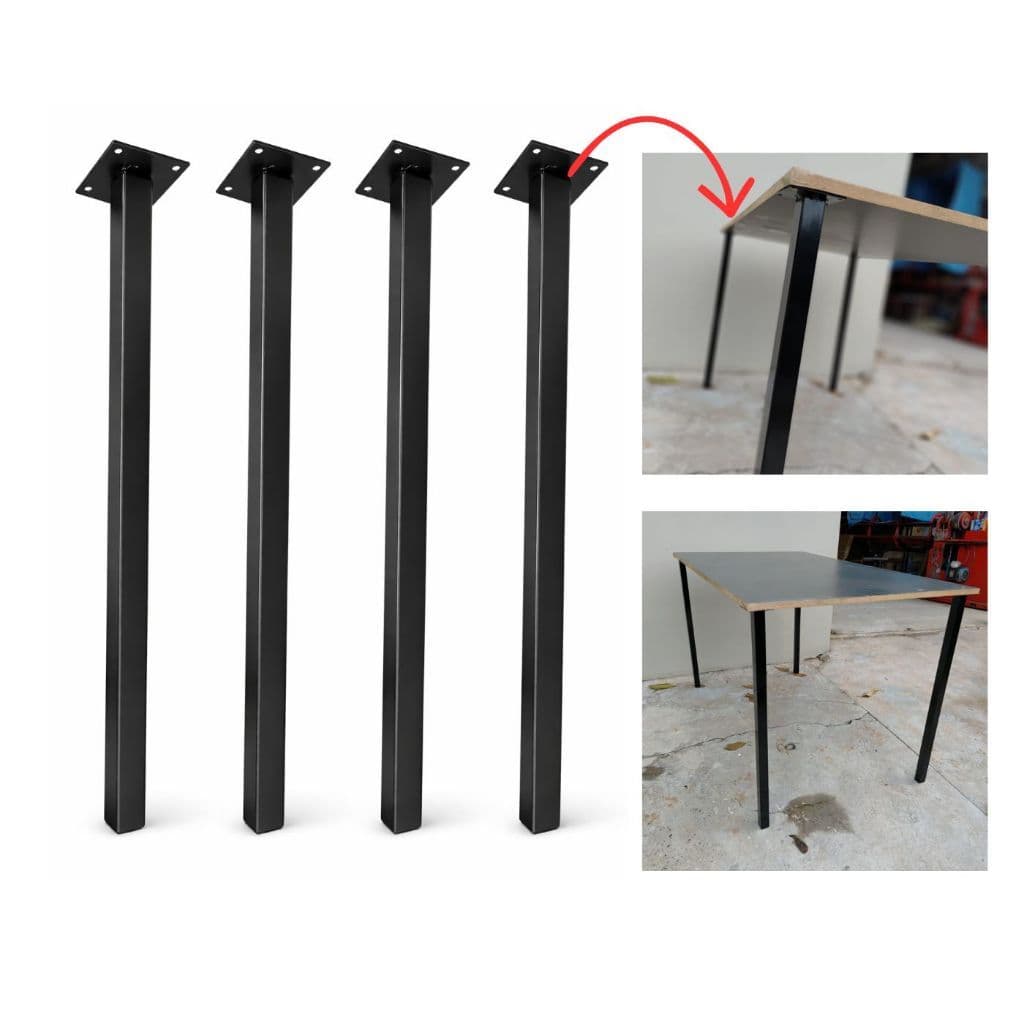 4 Pés De Mesa 75cm Altura Cannes Slim Perna Aço Preto acompanha parafusos pratico de montar