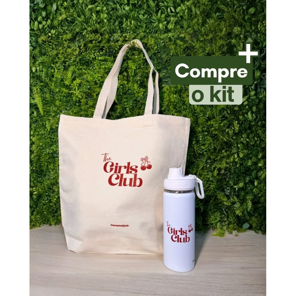 Kit Ecobag + Garrafa Térmica 570ml Estampada - The Girls Club