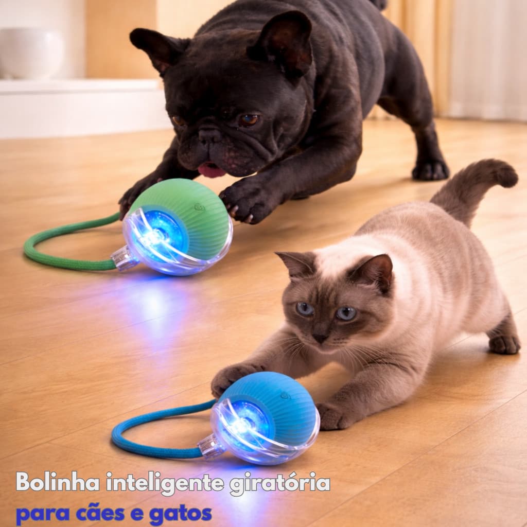 Brinquedo Inteligente para Gatos e Cães Bola Interativa Automática Pet Cauda Falsa Elétrica Recarregavel USB