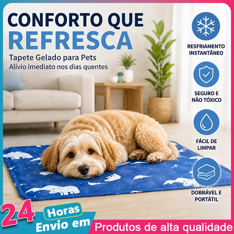 Tapete Gelado Refrescante 60x90cm para Cães e Gatos - Alívio de Calor Verão Anti-Superaquecimento