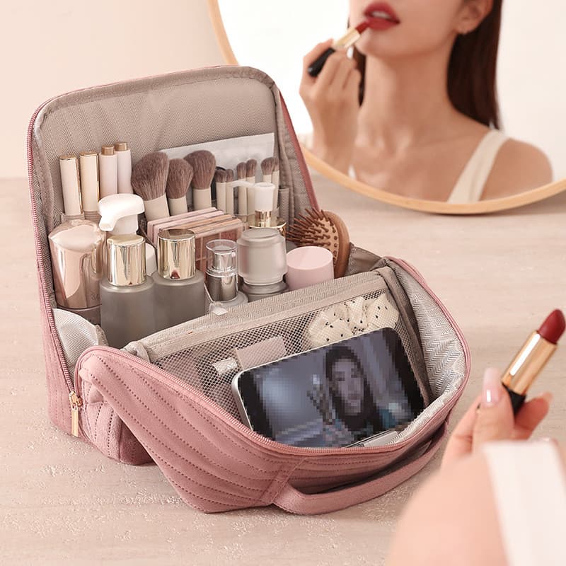 Bolsa cosmética de grande capacidade, leve, portátil, para viagem, escova cosmética, batom, cuidados com a pele, bolsa d