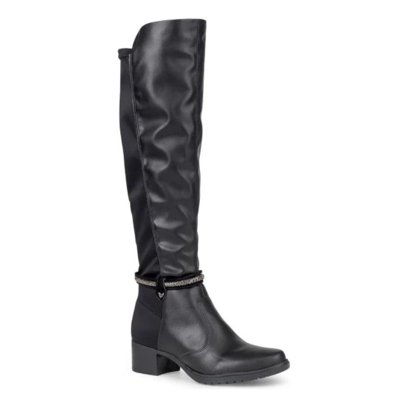 Mississipi Bota Cano Longo Elastano Conforto e Maciez Salto Feminino Preto 0333