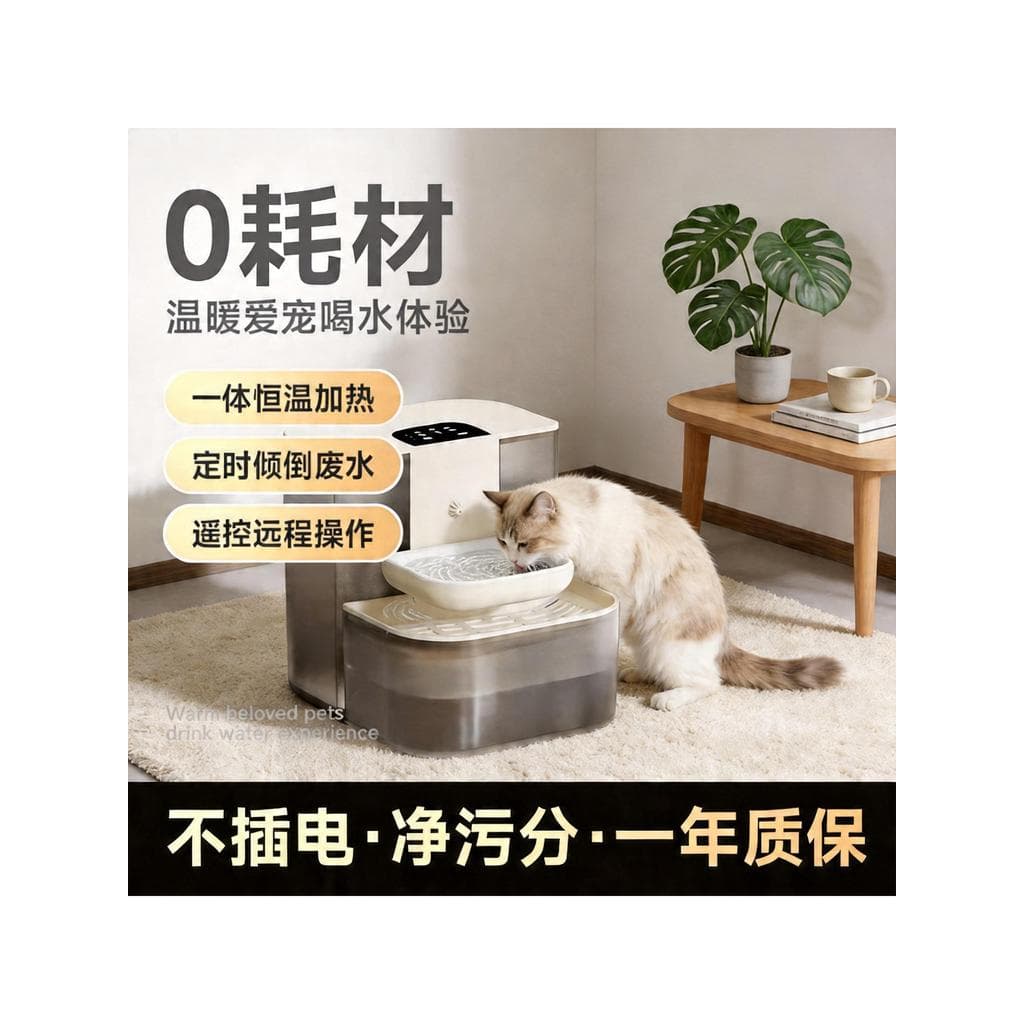 Dispensador de água para gatos, gatos, separação de manchas limpas, temperatura constante, aquecimento, sem fio, intelig