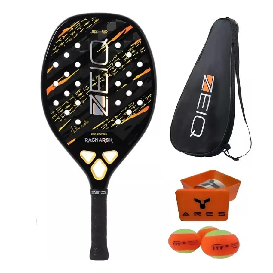 Raquete de Beach Tennis Zeiq Ragnarok 18k + Brindes