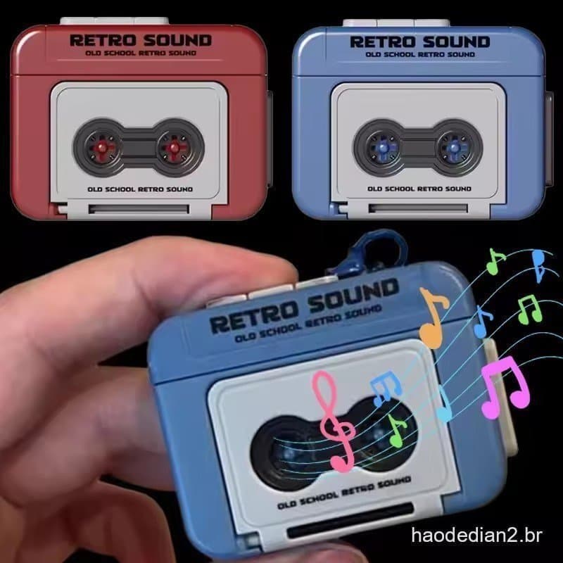 Chaveiro Gravador de Fita Retro - Mini Player Comemorativo - Operado por Bateria - Cassete Clássico - Presente Comemorat