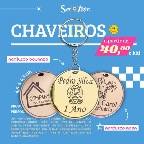 Chaveiro Personalizado De Acrílico - 10 Uni.
