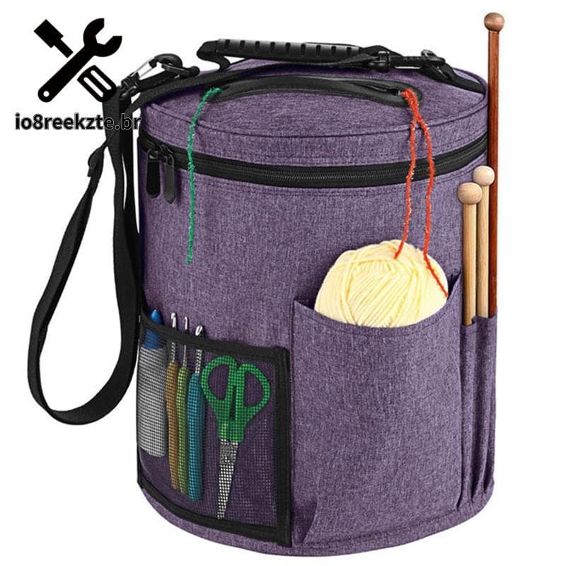 Saco De Armazenamento De Fios Organizador Crochê Com Alça Purpler