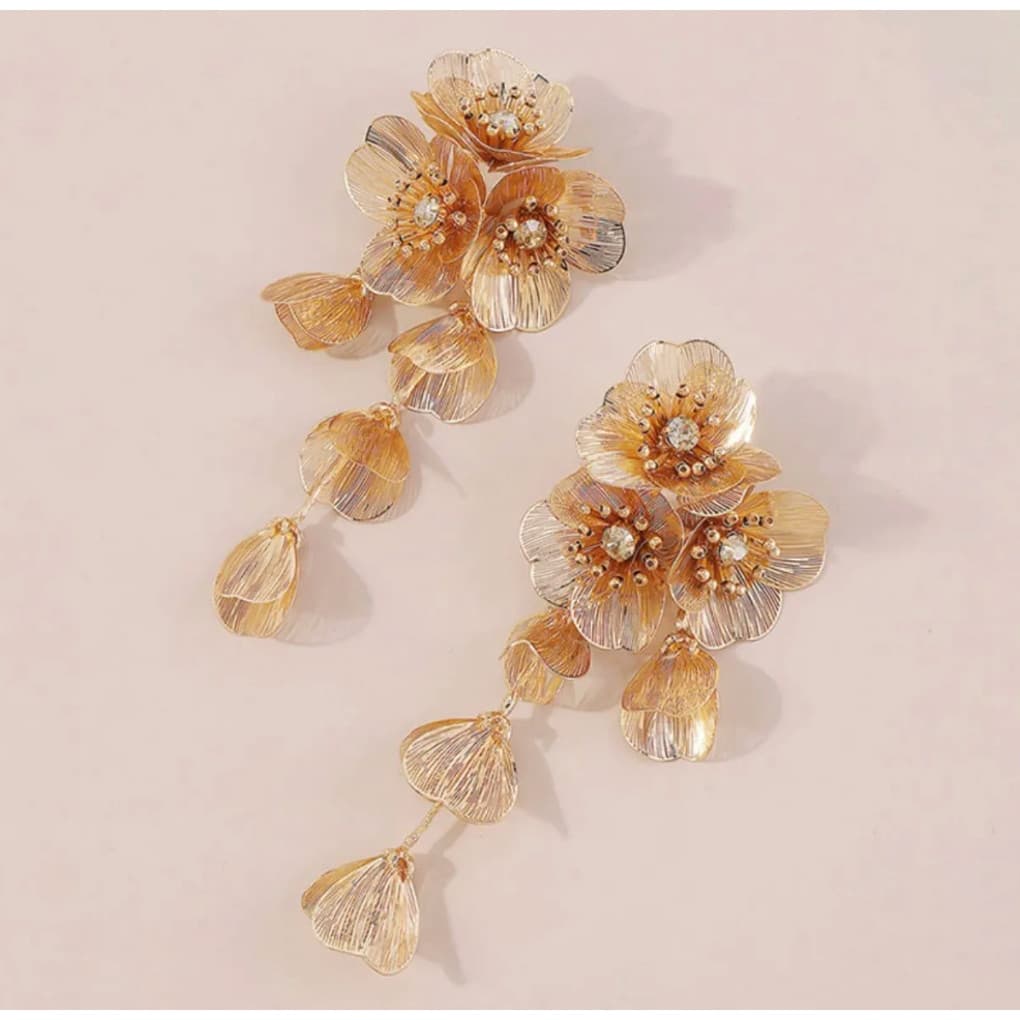 Brincos Elegantes de Grande Flor da Princesa Kate para Festa 1AWW