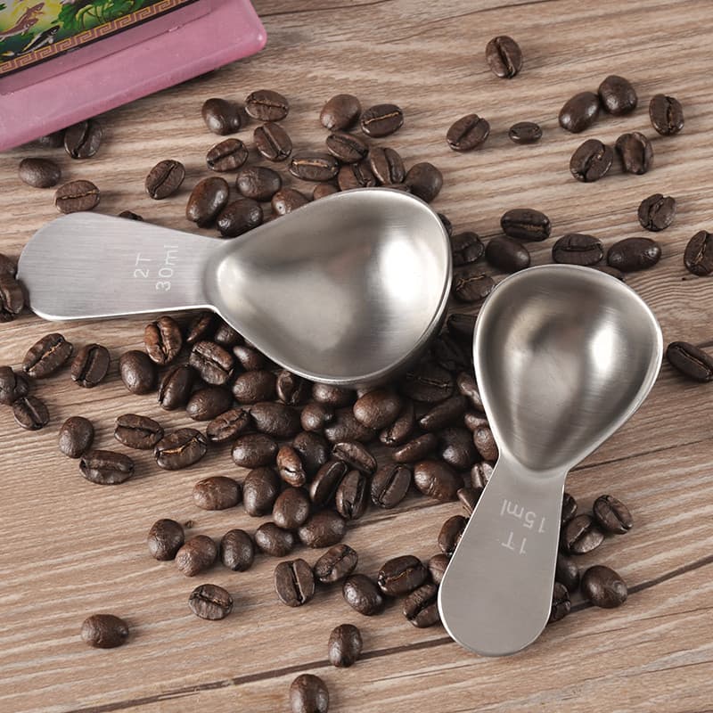 Colher medidora de grãos de café 304 Colher medidora de feijão de aço inoxidável Colher de pó de café criada à mão Quant