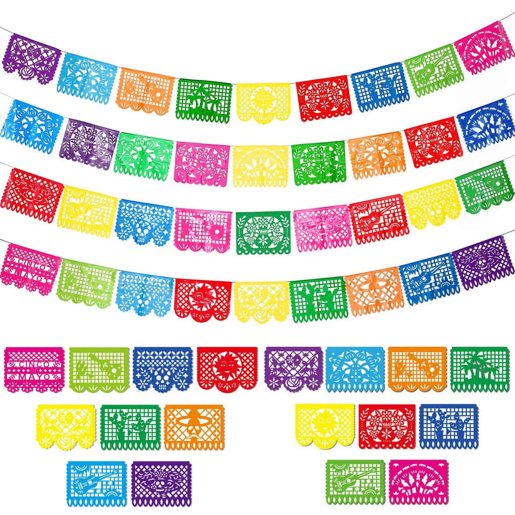 Guirlanda mexicana do dia dos mortos, guirlanda de plástico com corte de papel, decoração de Halloween, esqueleto de Bar
