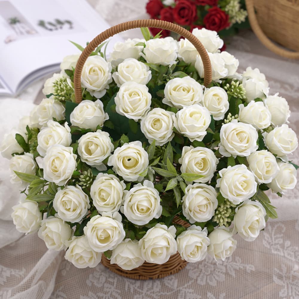 10 cabeças de rosas artificiais de seda, usadas para decoração de casa, acessórios de casamento DIY e artesanato CDKT