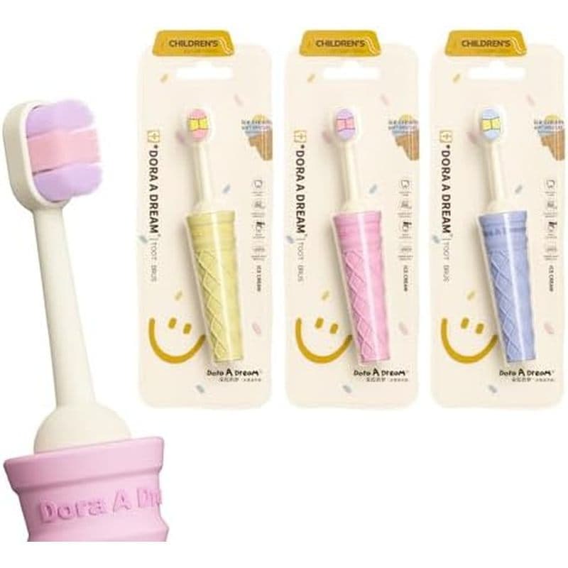 Conjunto De Escova De Dentes Para Bebês Com Tema De Sorvete 0-3 Anos , Cerdas Macias & amp ; Crianças , Fofas Escovas De