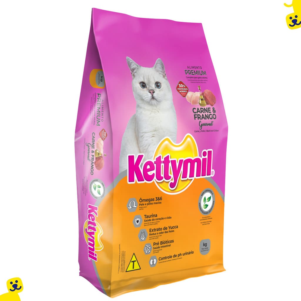 Ração Gato Ração Gato 10kg Ração para Gato Ração Kettymil Carne Frango Ração premium gato