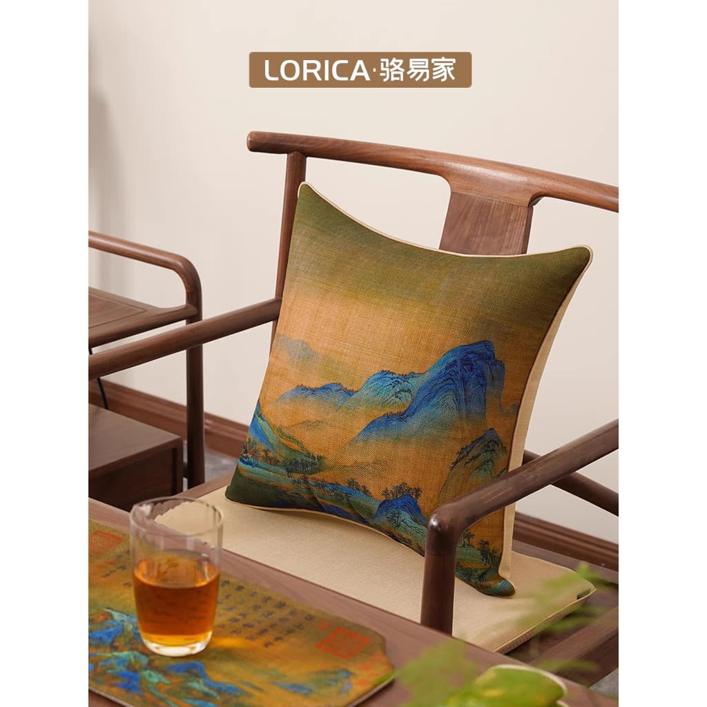 Luoyijia pintura chinesa estilo chinês travesseiro almofada cadeira Taishi cadeira almofada removível lavável sofá sala